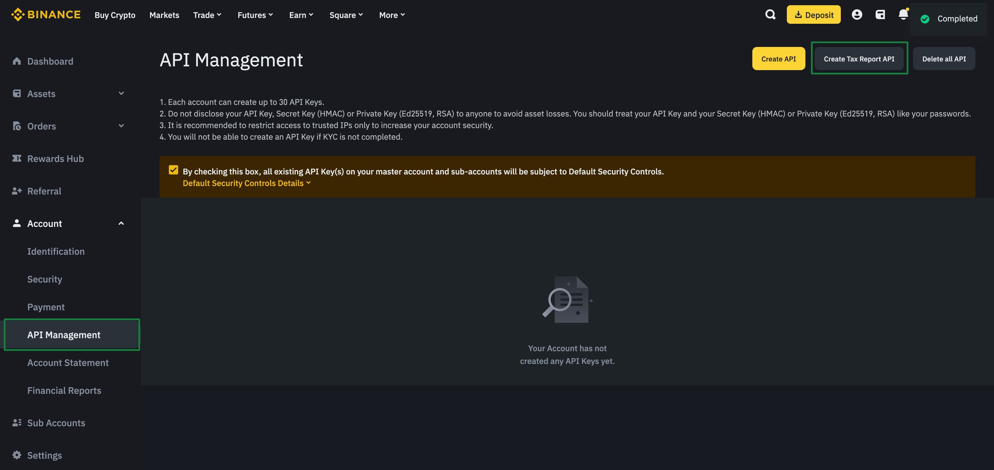 API Management page